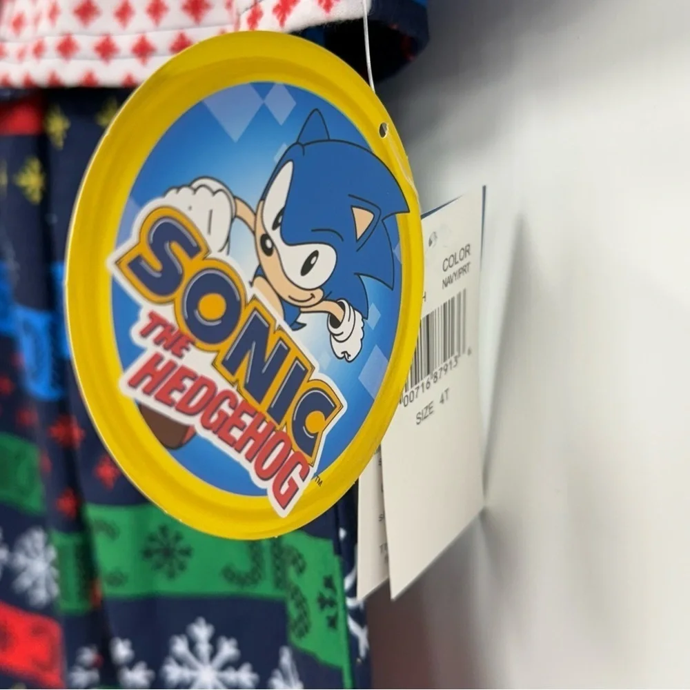 NWT Sonic the Hedgehog Pajama Set Toddlers 4T Flannel Button Up Pjs Pajamas